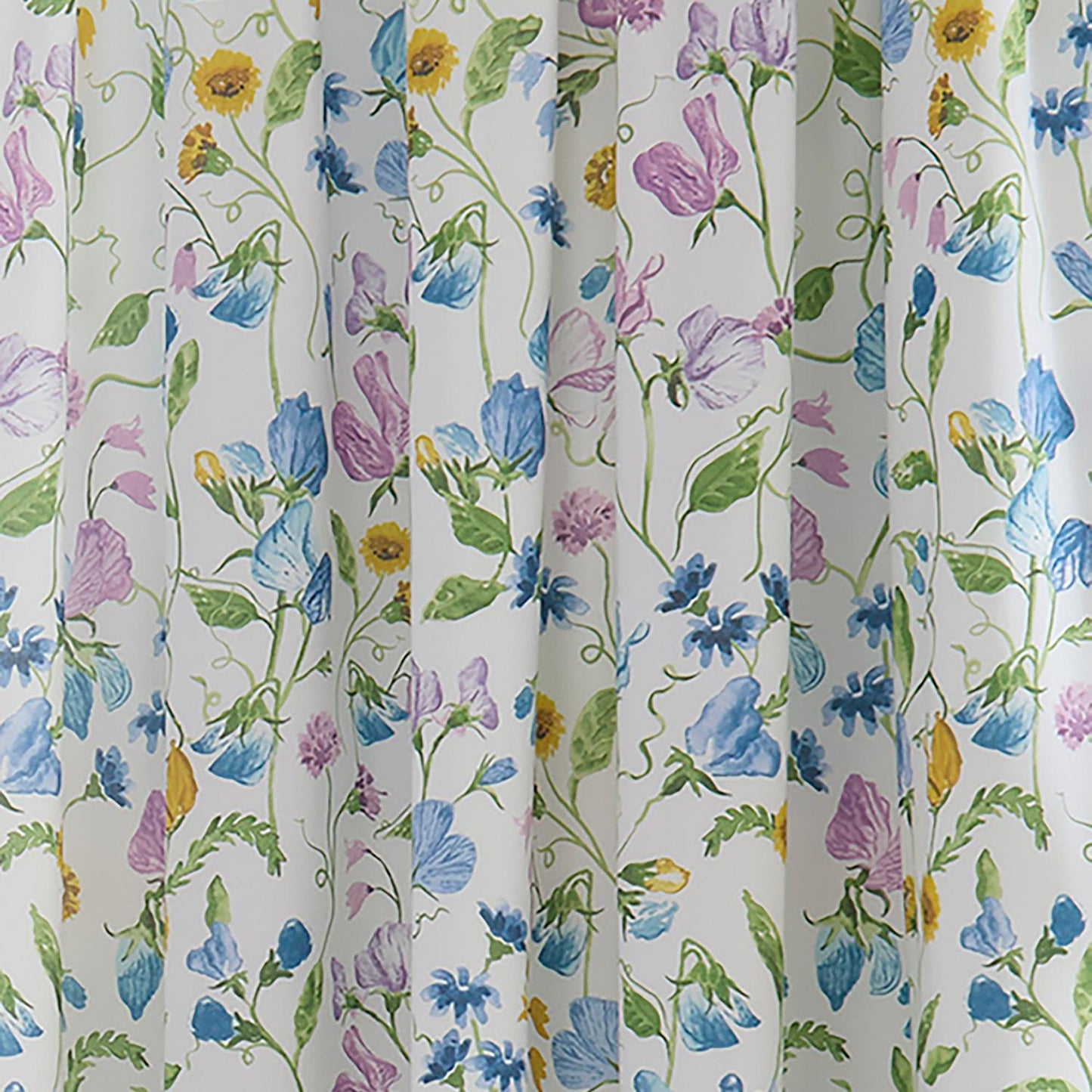 Sweet Pea Floral Cotton Pencil Pleat Curtains