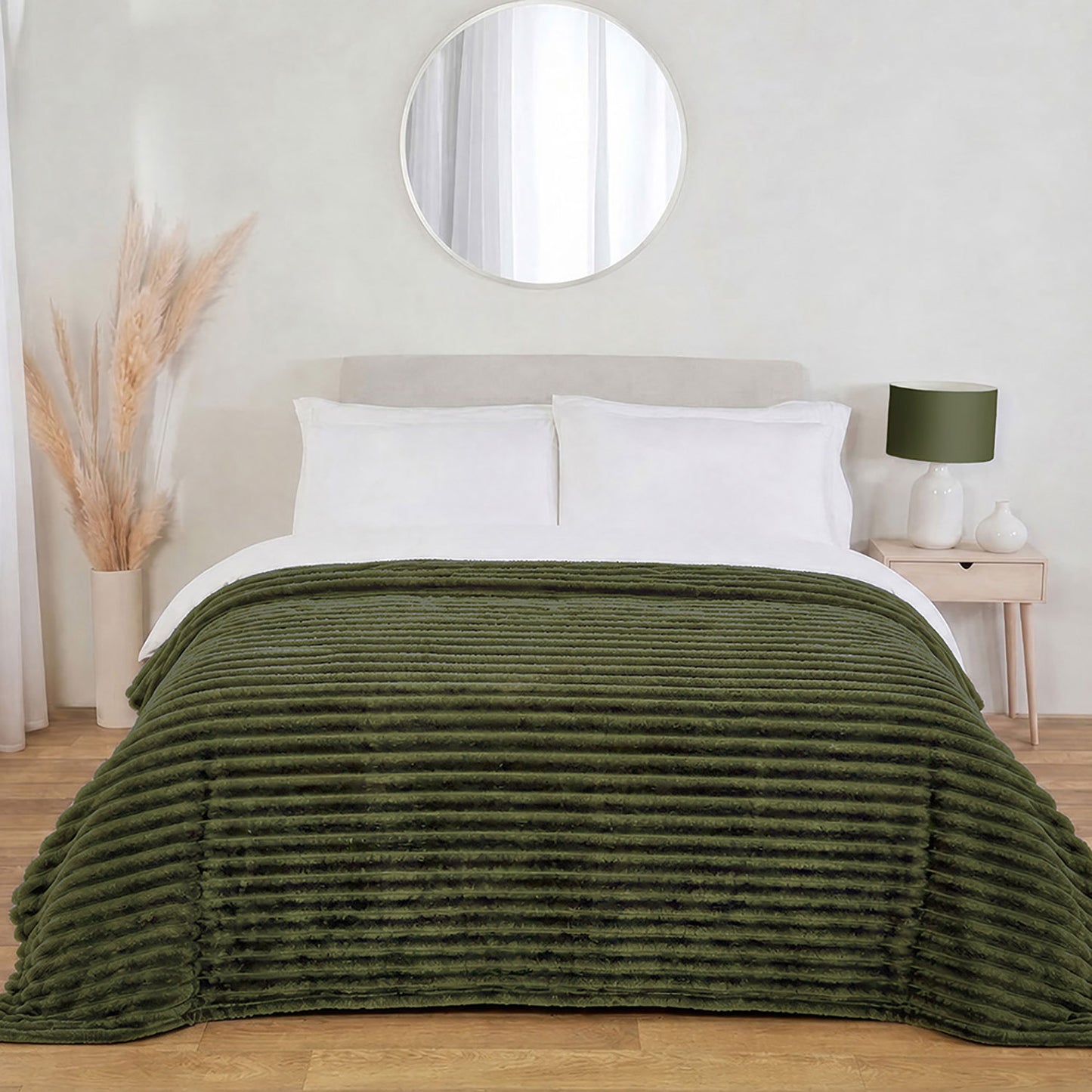 Dalton Olive Extra Large Ribbed Fleece Throw