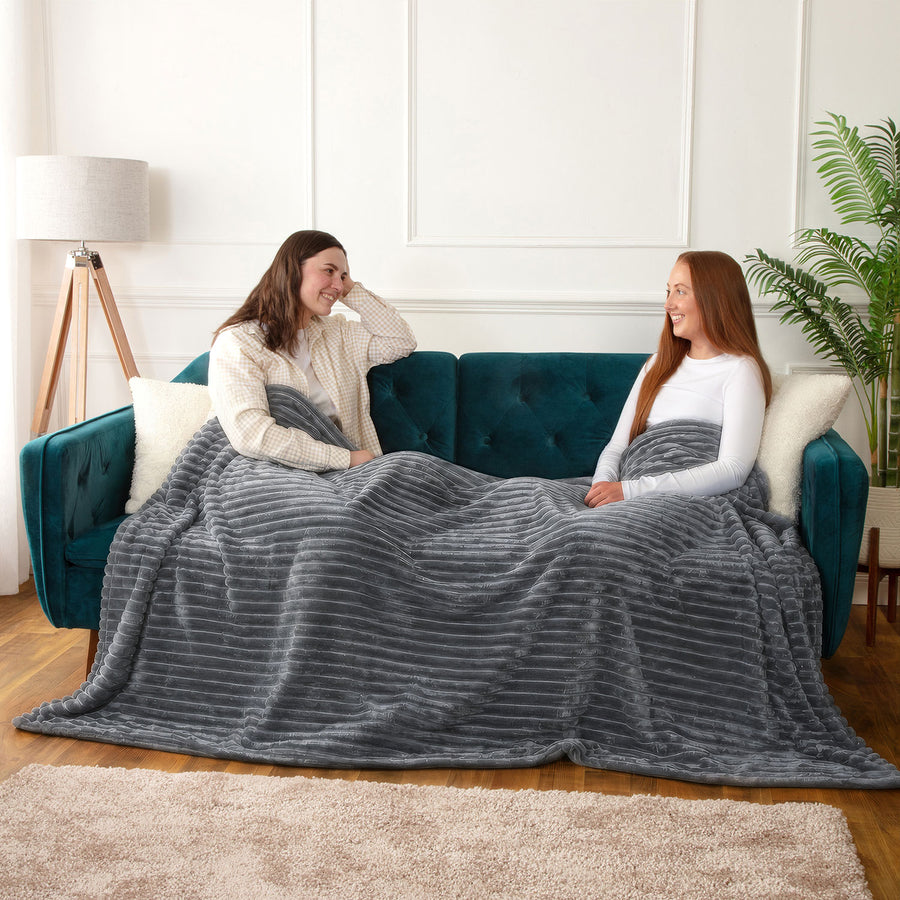 Dalton Grey Extra Large Ribbed Fleece Throw