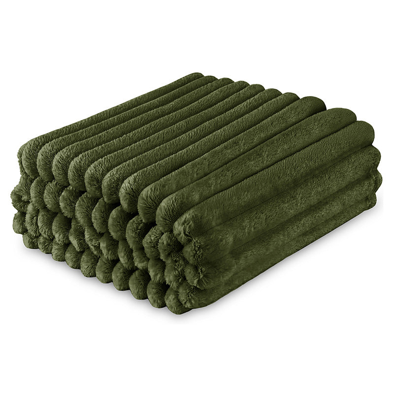 Dalton Olive Extra Large Ribbed Fleece Throw