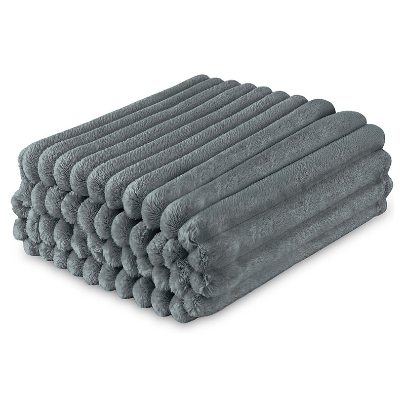 Dalton Grey Extra Large Ribbed Fleece Throw
