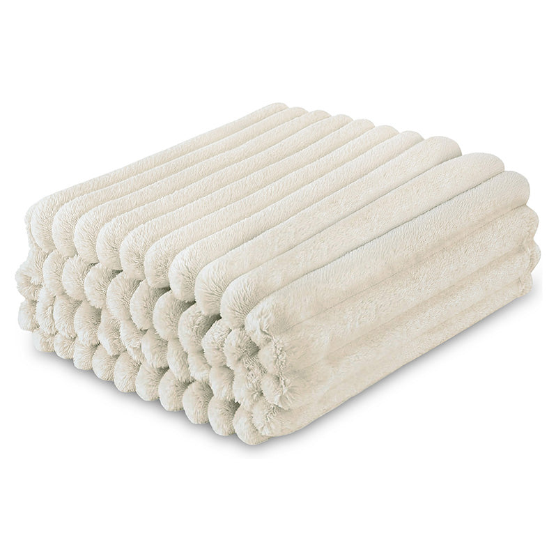 Dalton Ivory Extra Large Ribbed Fleece Throw (200cm x 240cm)