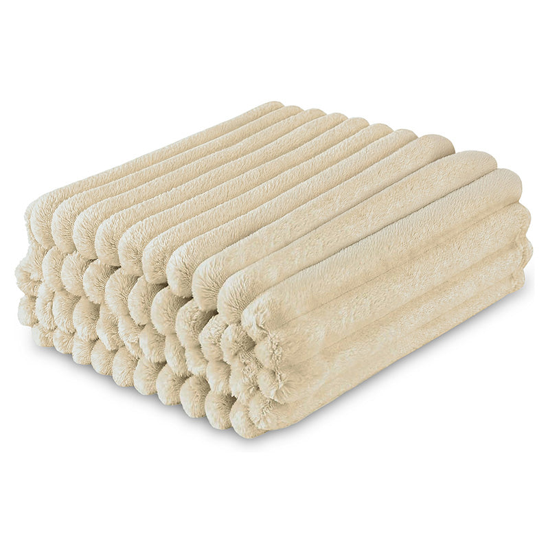 Dalton Natural Extra Large Ribbed Fleece Throw