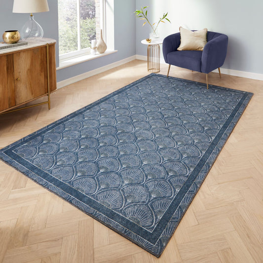 Catherine Lansfield Deco Peacock Blue Rug