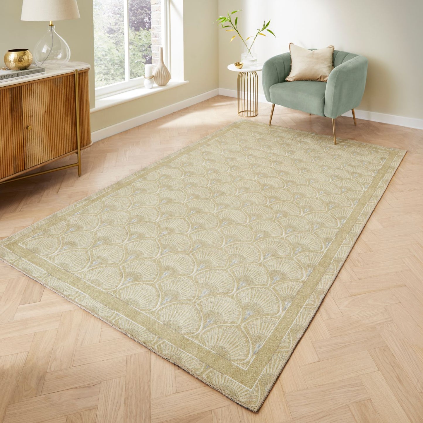 Catherine Lansfield Deco Peacock Green Rug