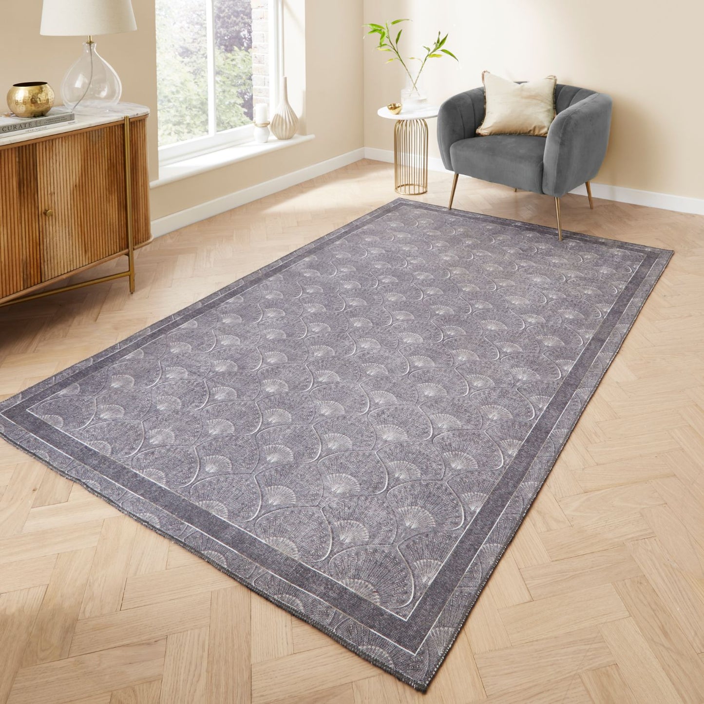 Catherine Lansfield Deco Peacock Grey Rug