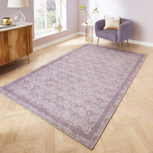 Catherine Lansfield Deco Peacock Lilac Rug