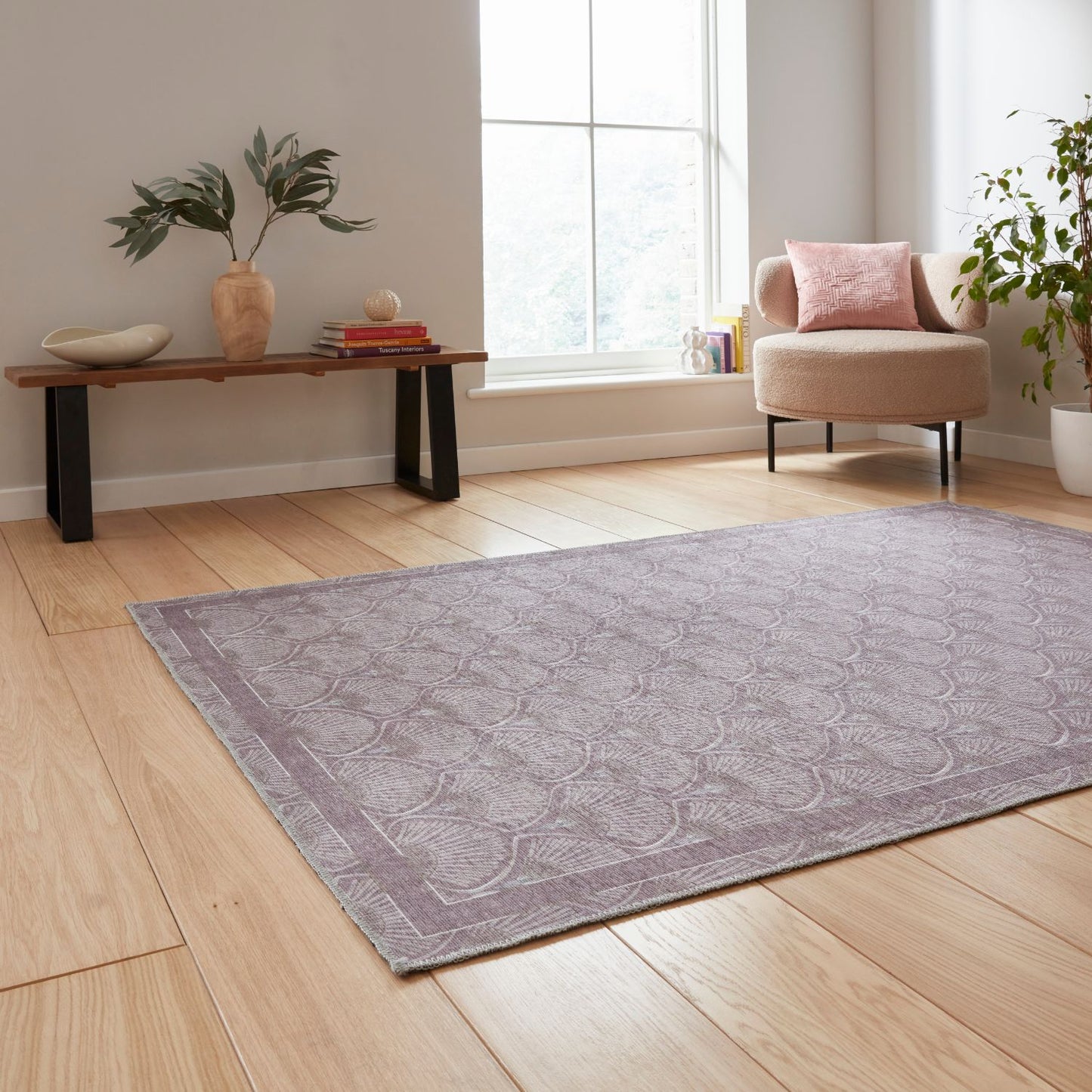 Catherine Lansfield Deco Peacock Lilac Rug