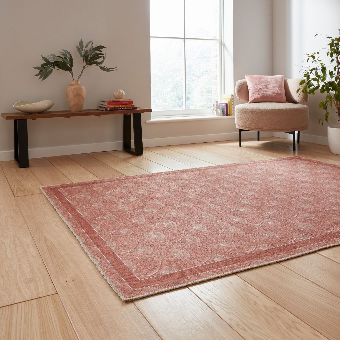 Catherine Lansfield Deco Peacock Terracotta Rug