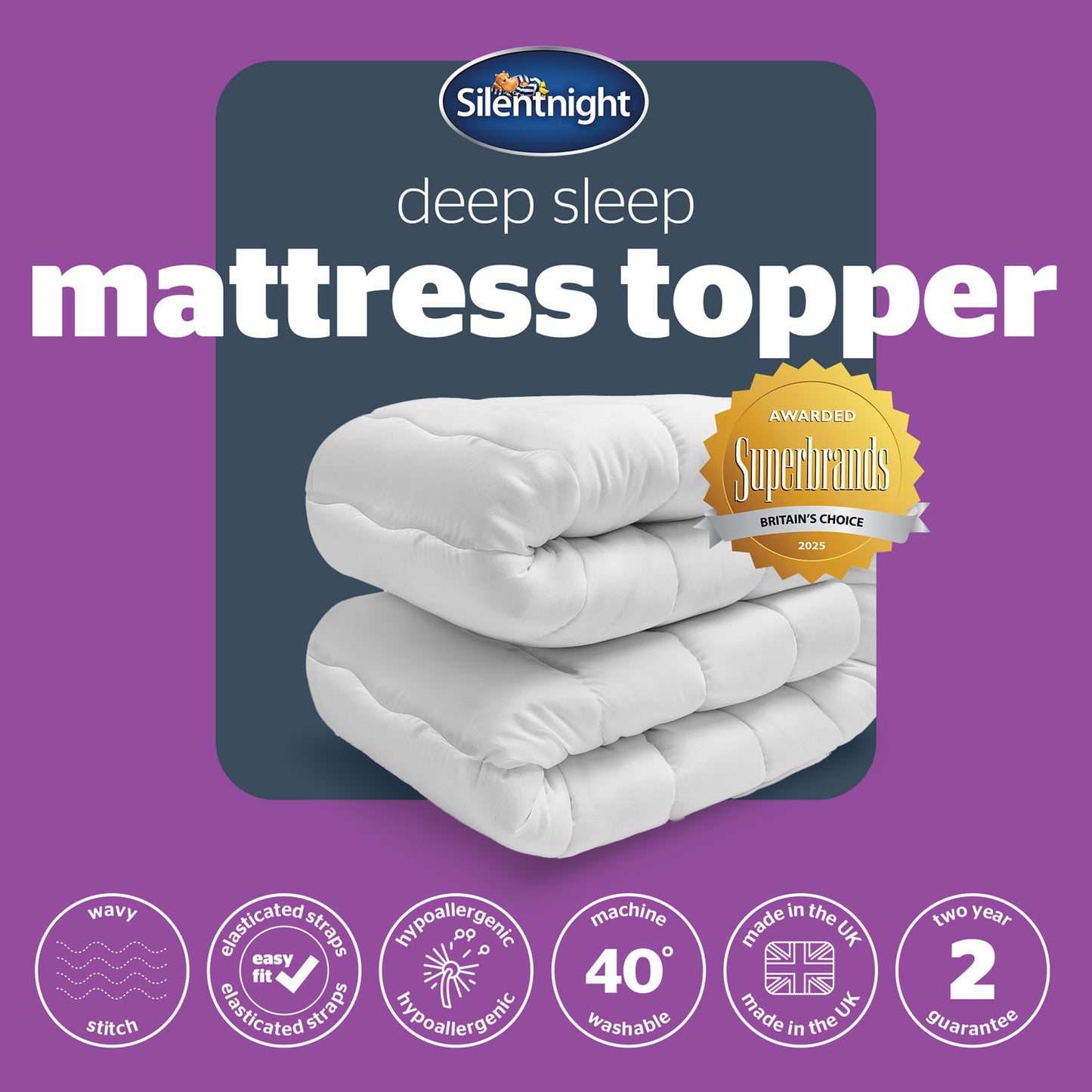 Silentnight Deep Sleep Wavy Stitch 2.5cm Mattress Topper