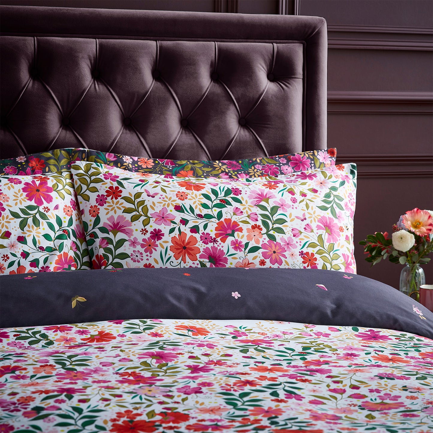 Sara Miller Ditsy Floral Mulberry 220TC Cotton Duvet Set