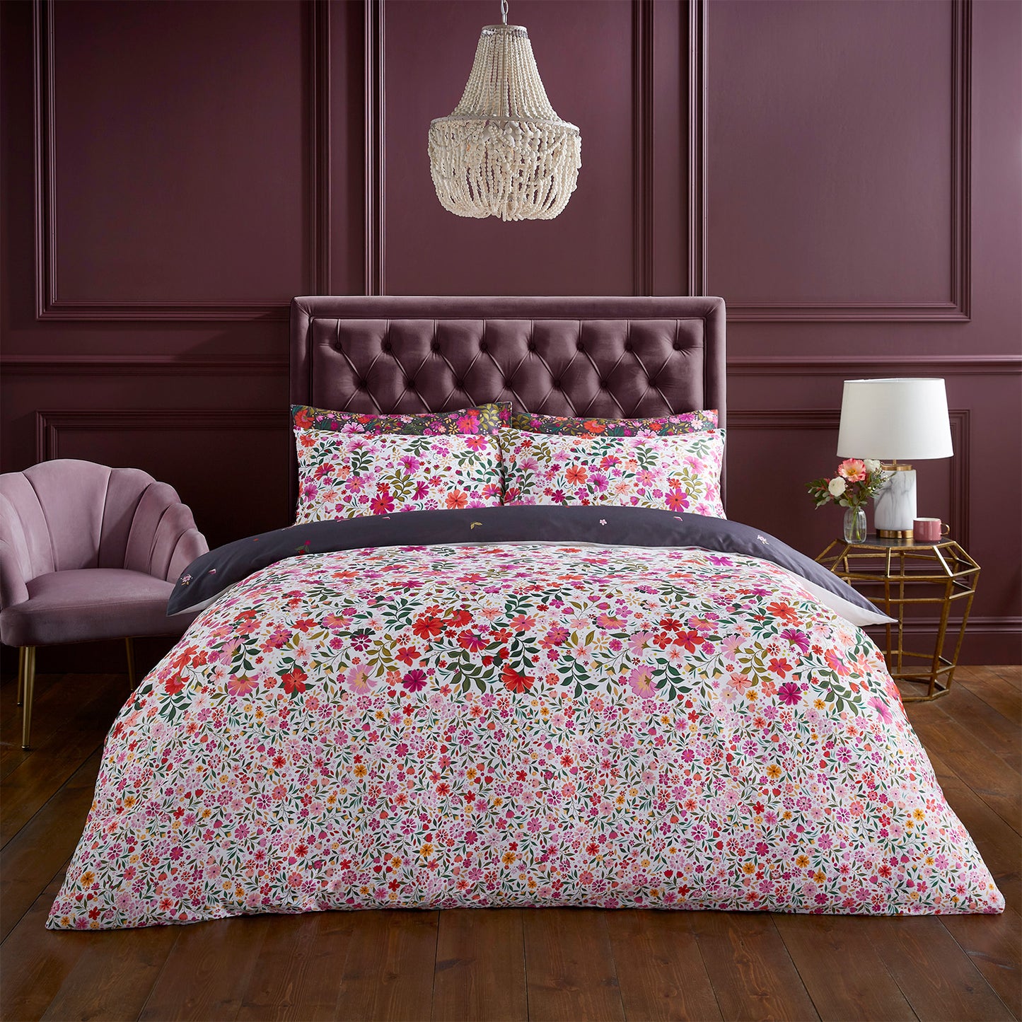 Sara Miller Ditsy Floral Mulberry 220TC Cotton Duvet Set