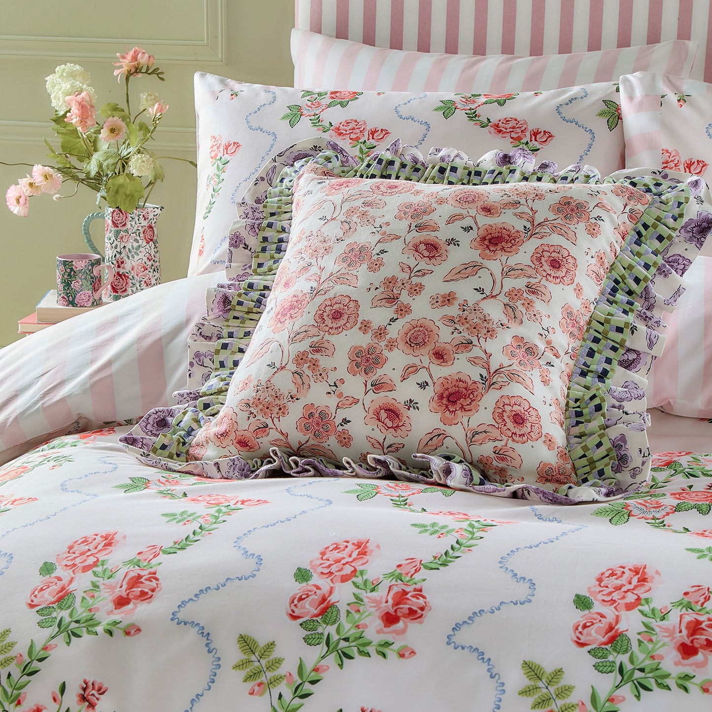 Cath Kidston Double Ruffle Floral Cushion (45cm x 45cm)