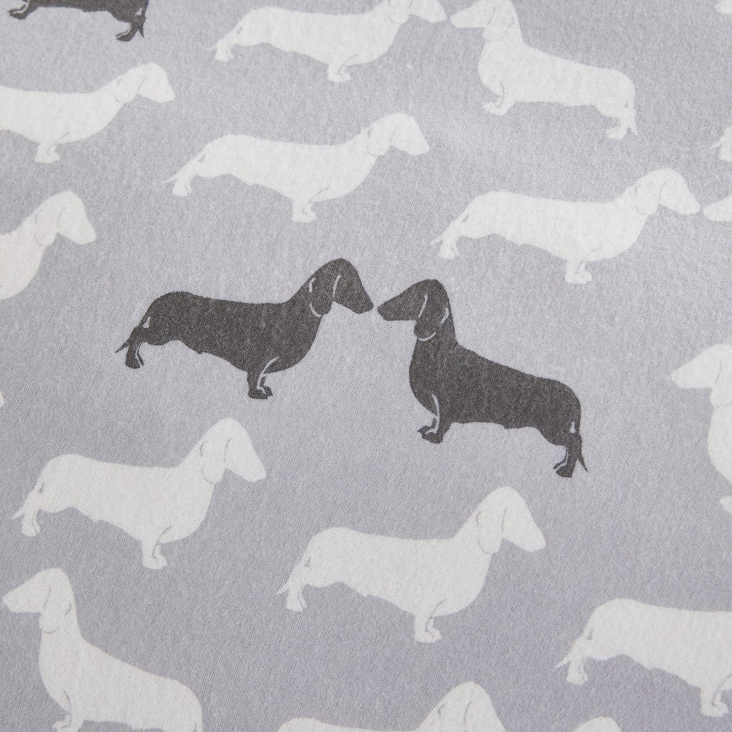 Dudley Dachshund Grey Brushed Cotton Duvet Set