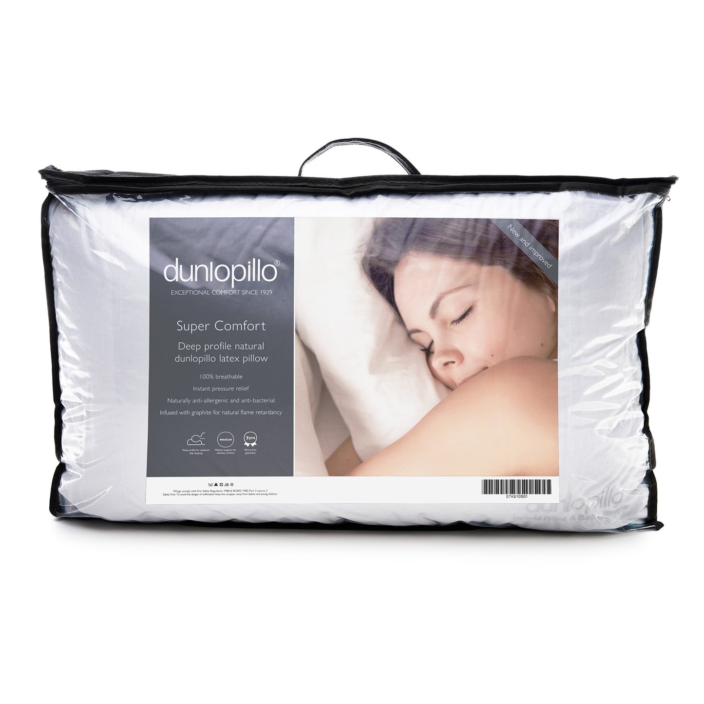 Dunlopillo Super Comfort Deep Profile Latex Pillow - Medium/Firm Support