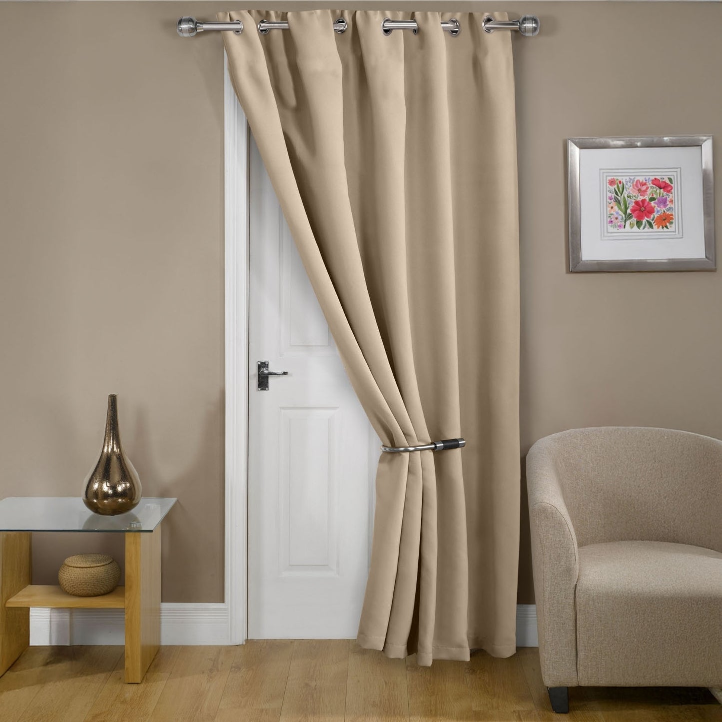 Cali Natural Thermal Blackout Eyelet Door Curtain