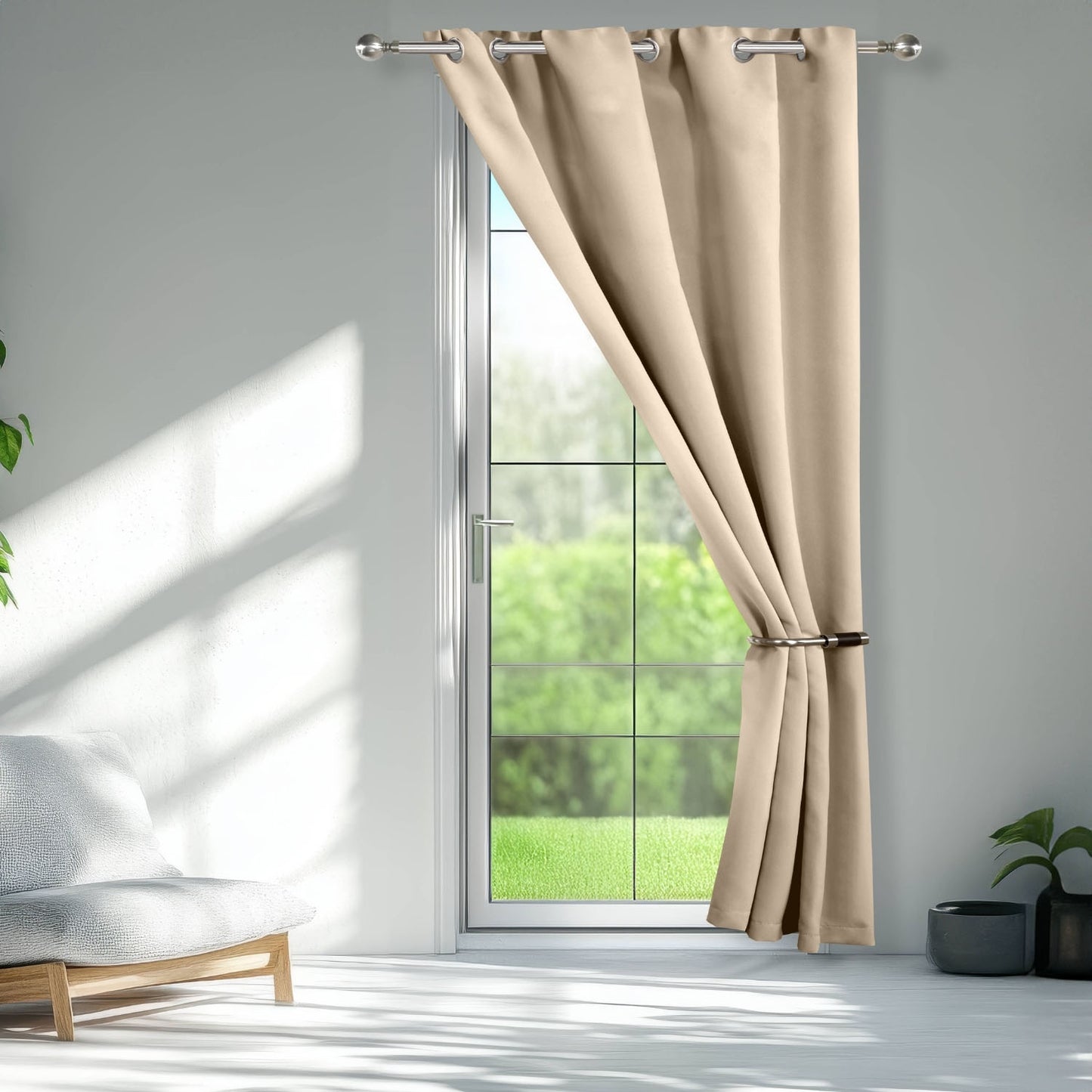 Cali Natural Thermal Blackout Eyelet Door Curtain