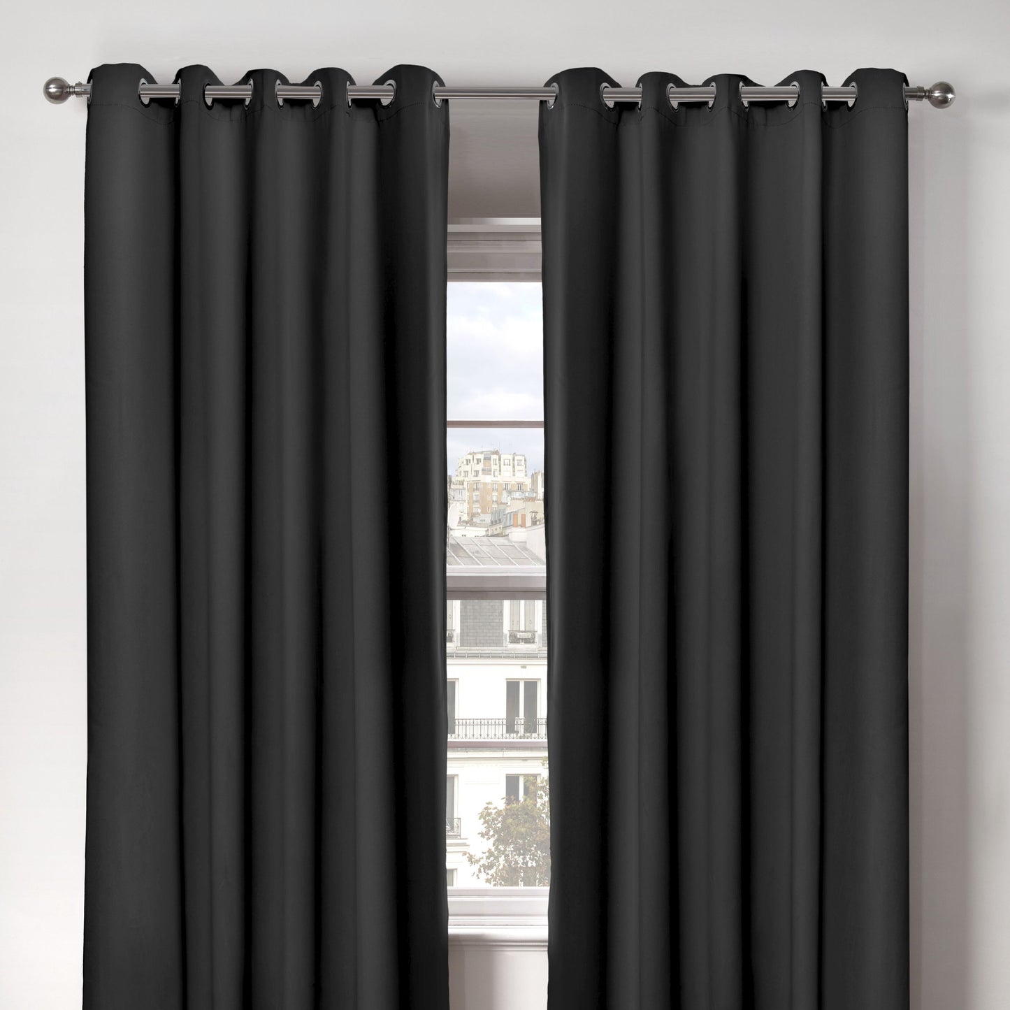 Cali Black Thermal Blackout Eyelet Curtains