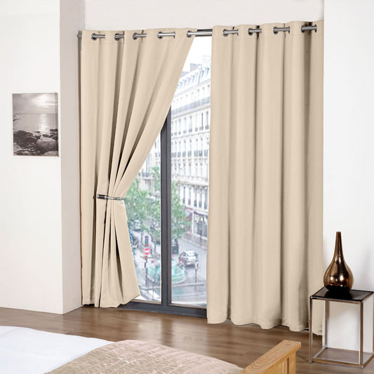Cali Latte Thermal Blackout Eyelet Curtains