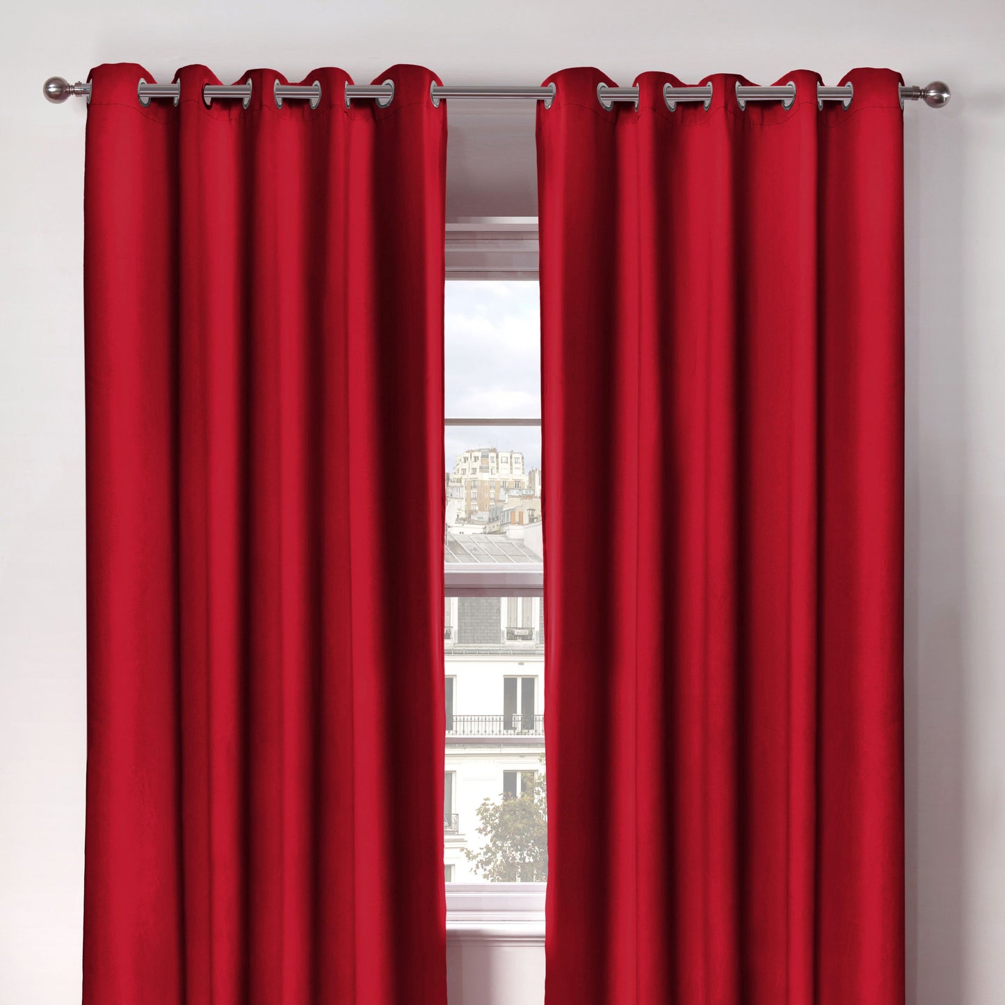 Cali Red Thermal Blackout Eyelet Curtains