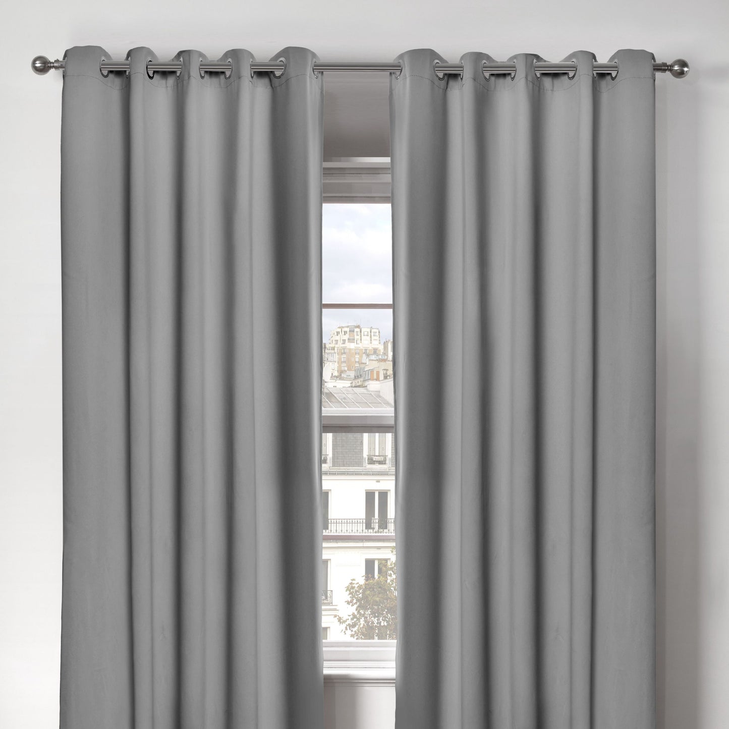 Cali Silver Thermal Blackout Eyelet Curtains