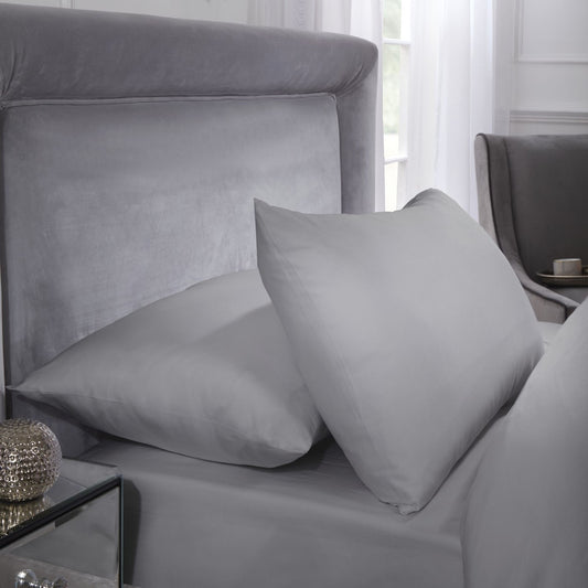 Egyptian Cotton Grey 200 Thread Count Luxury Pillowcase Pair