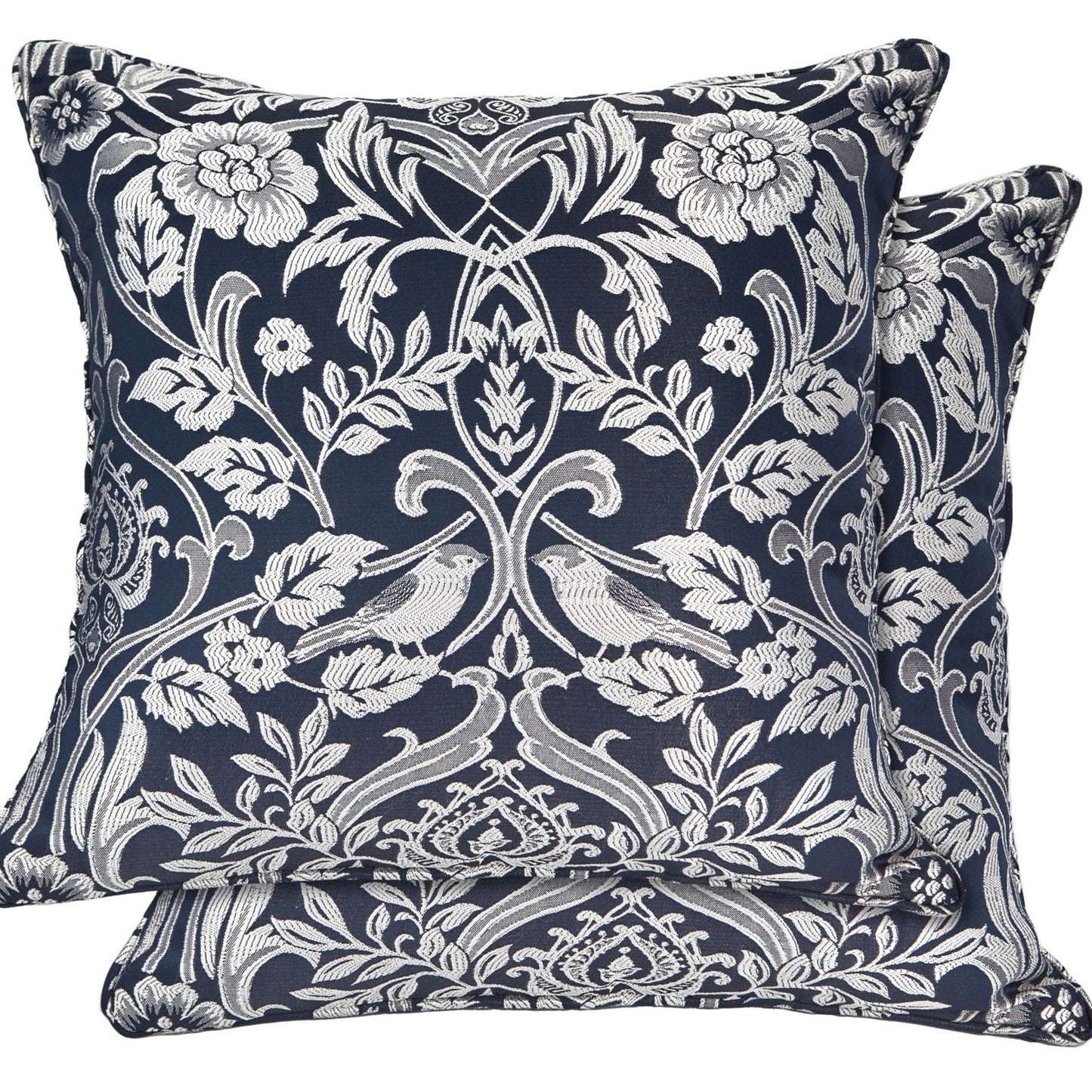 Eden Jacquard Navy Cushion Cover Pair (43cm x 43cm)