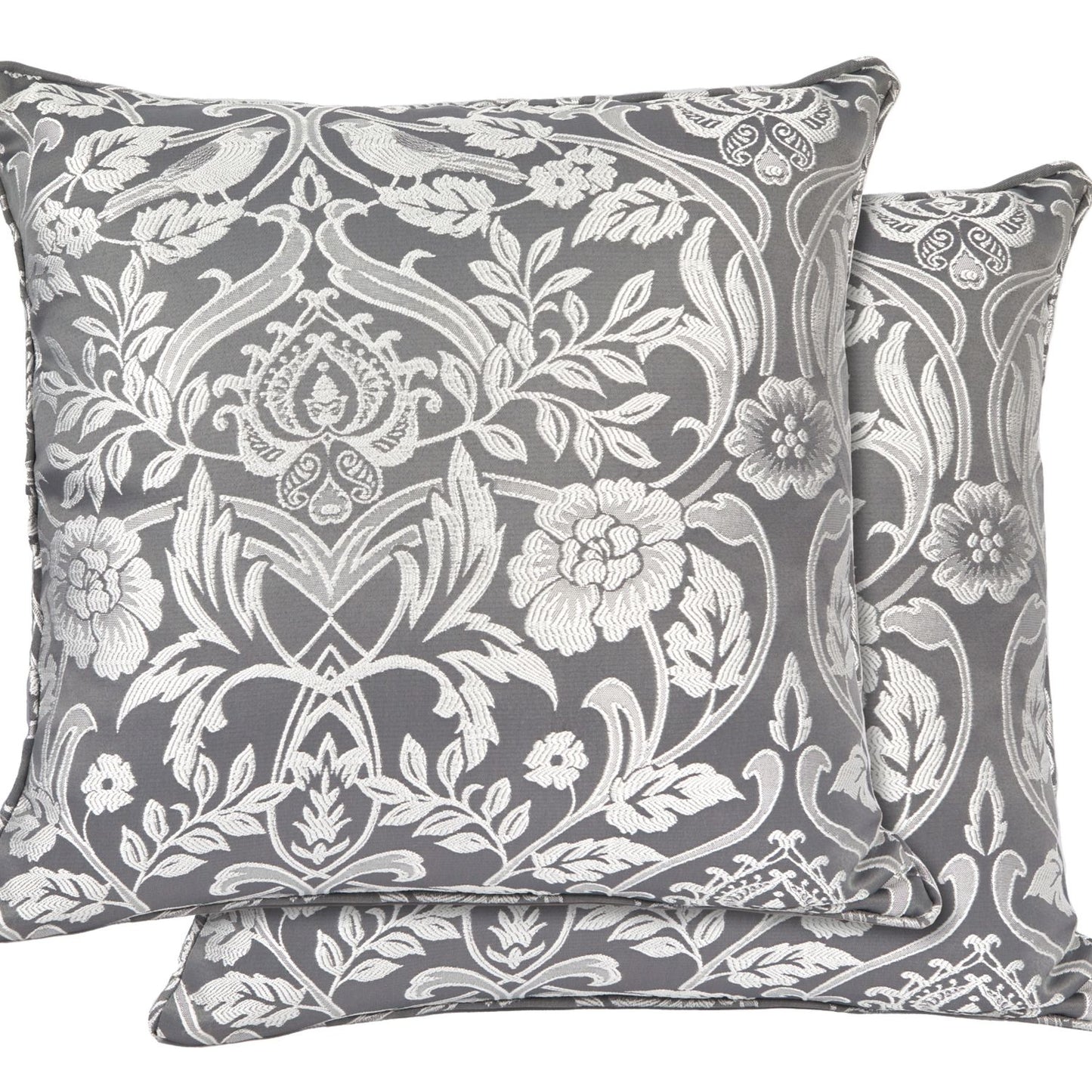 Eden Jacquard Silver Cushion Cover Pair (43cm x 43cm)