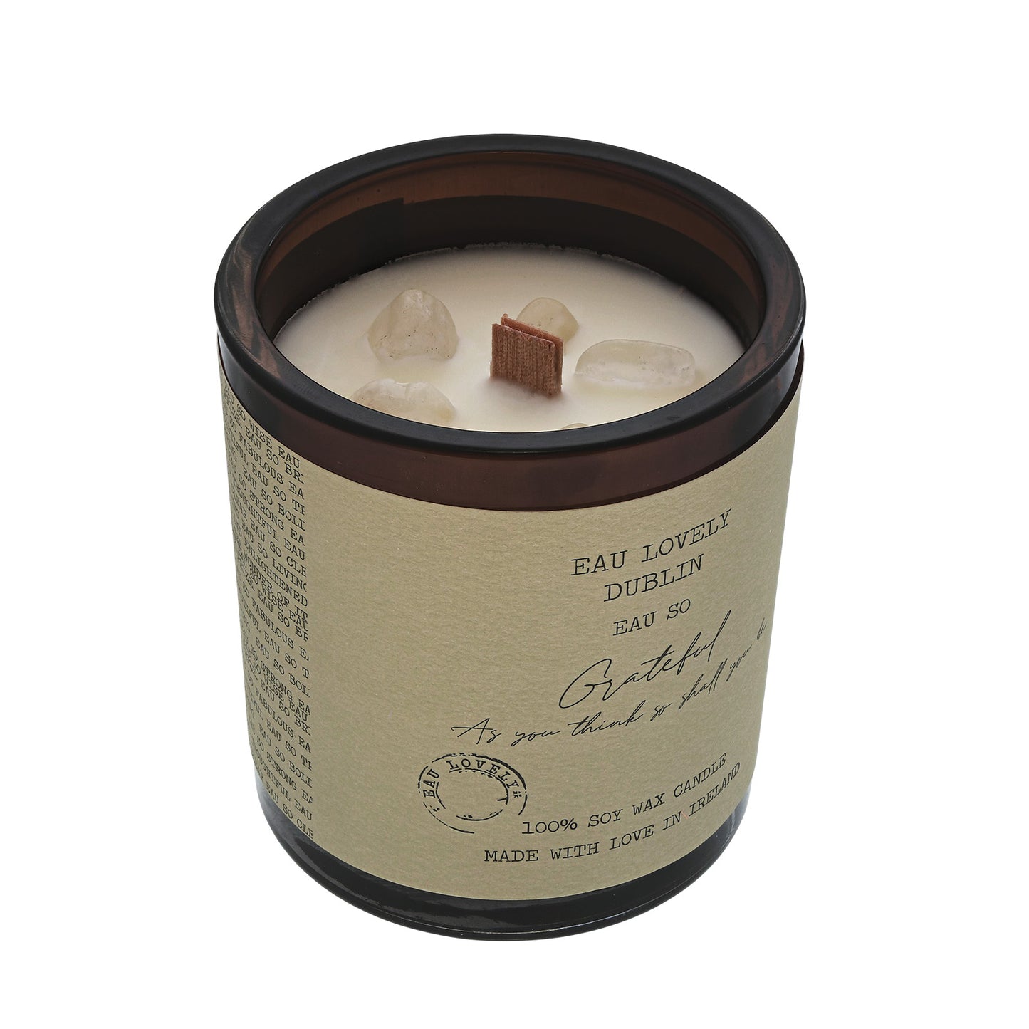 Eau Lovely Eau So Grateful White Moonstone Wood Wick Candle