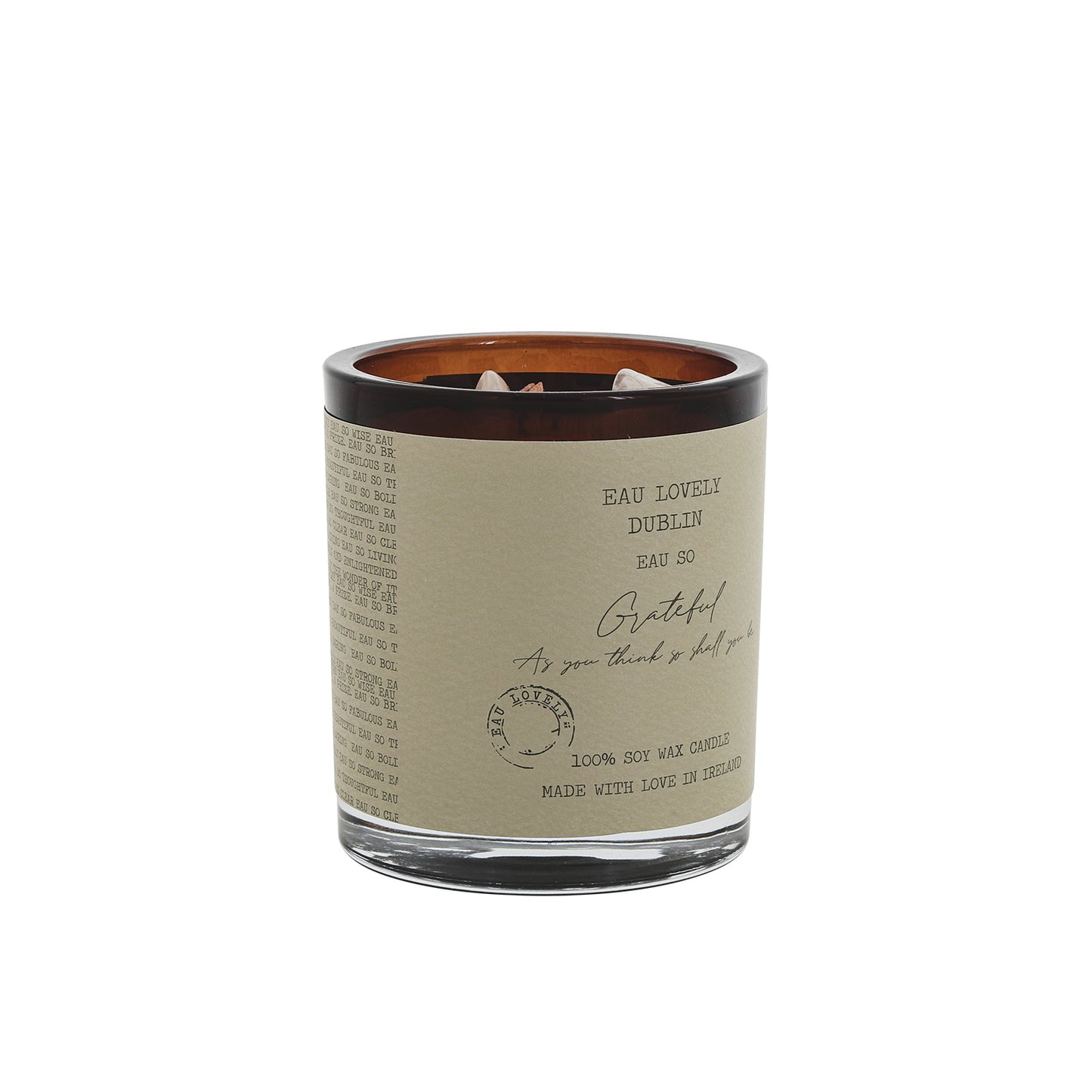 Eau Lovely Eau So Grateful White Moonstone Wood Wick Candle