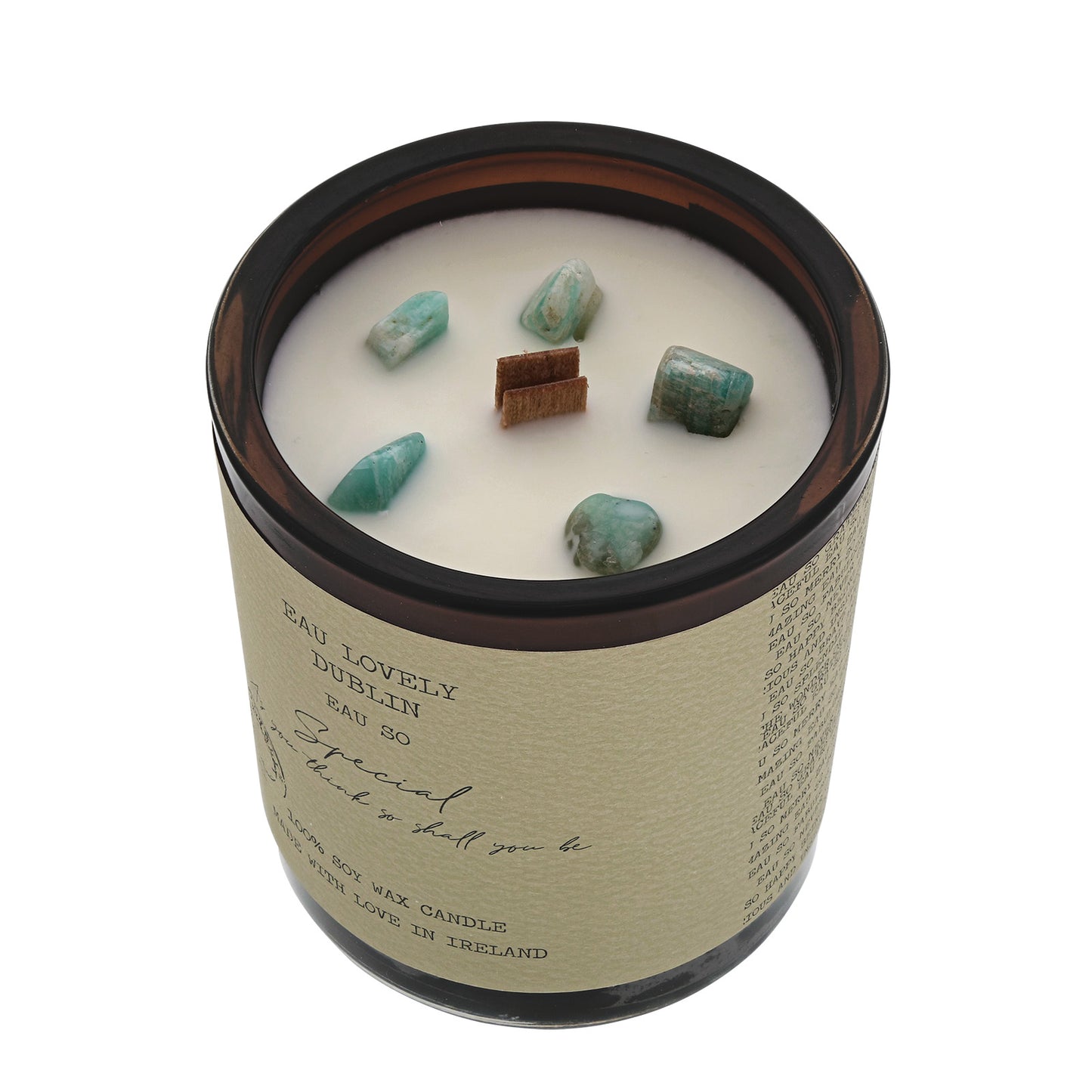 Eau Lovely Eau So Special Green Aventurine Wood Wick Candle