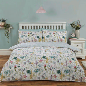 Ella Duck Egg Botanical Supersoft Duvet Set