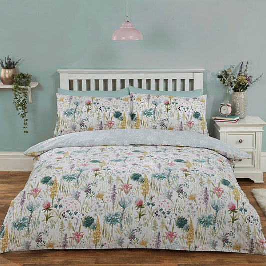Ella Duck Egg Botanical Supersoft Duvet Set