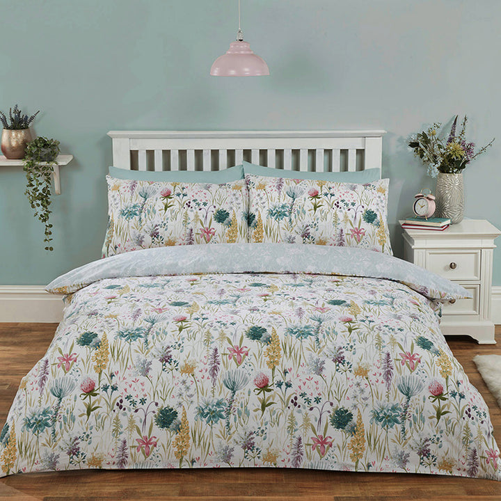 Ella Duck Egg Botanical Supersoft Duvet Set