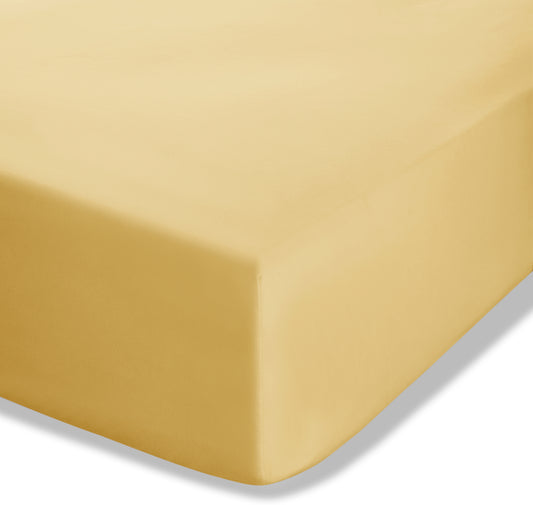 Catherine Lansfield Yellow Easy Iron Percale Extra Deep (35cm) Fitted Sheet