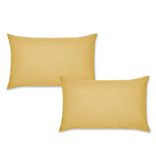 Catherine Lansfield Yellow Easy Iron Percale Housewife Pillowcase Pair