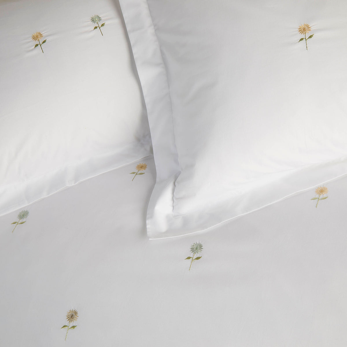 Sophie Allport Embroidered Sunflowers 200TC White Cotton Duvet Set