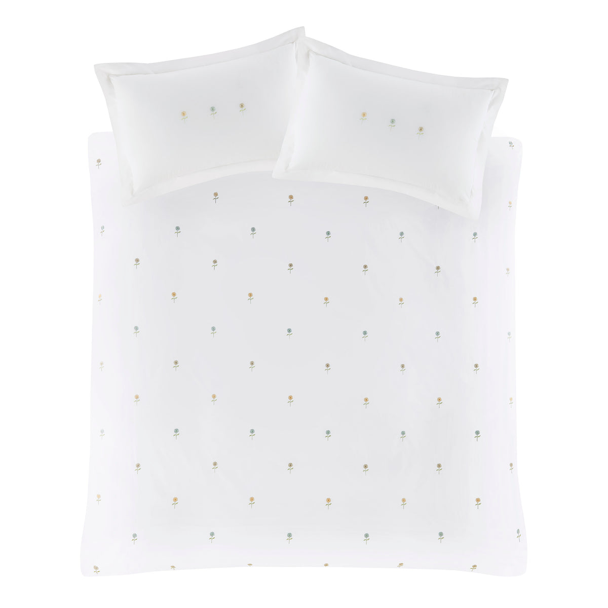 Sophie Allport Embroidered Sunflowers 200TC White Cotton Duvet Set