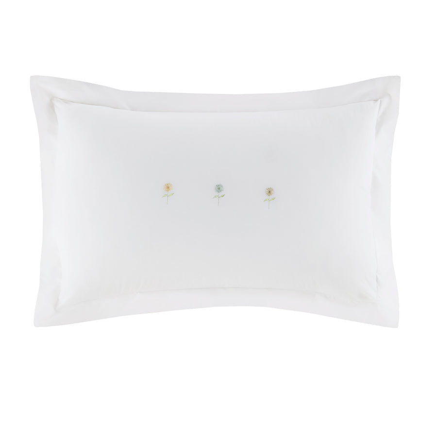 Sophie Allport Embroidered Sunflowers White Cotton Oxford Pillowcase Pair