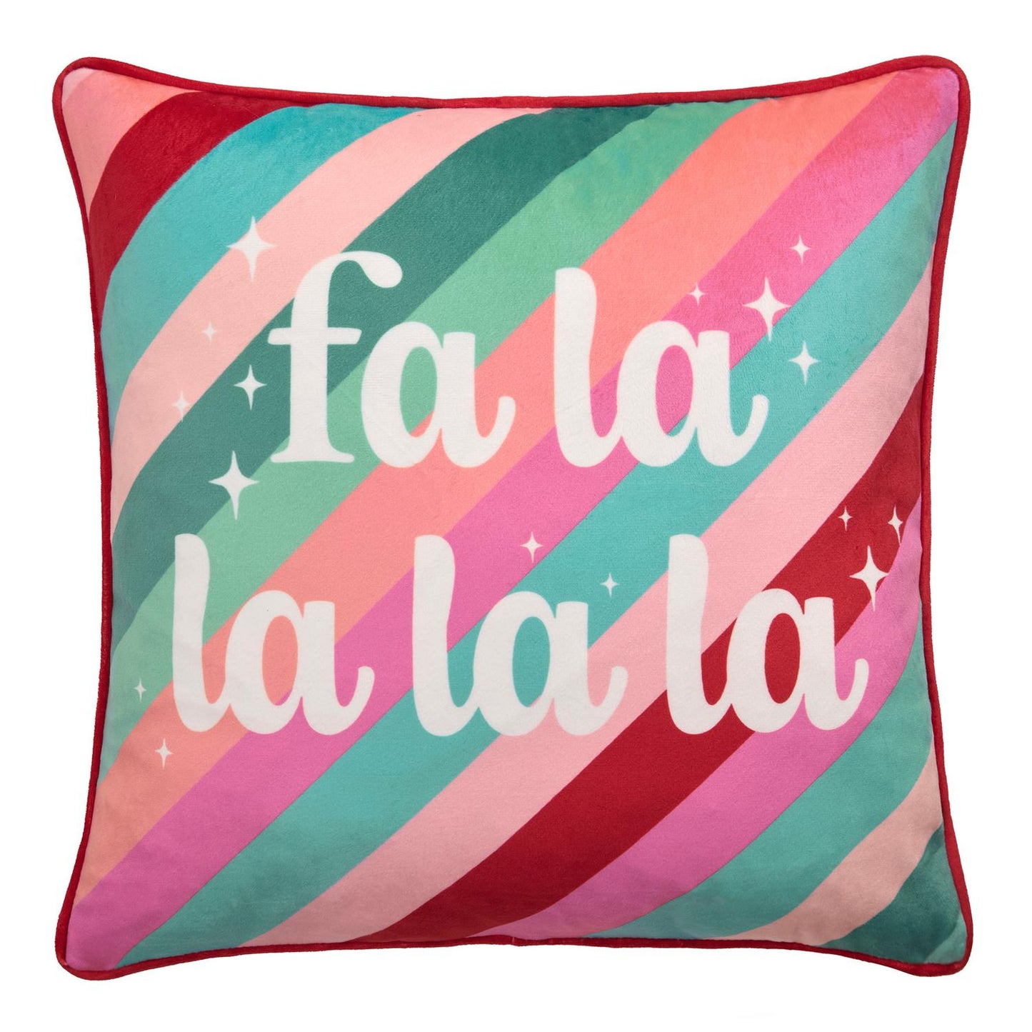 Fa La La Pink Velvet Christmas Cushion