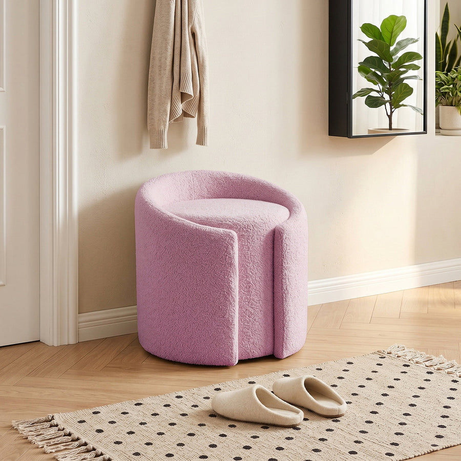 Teddy Fleece Round Purple Tub Vanity Stool