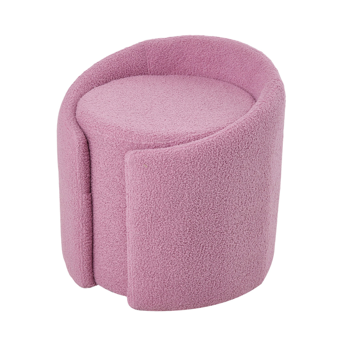 Teddy Fleece Round Purple Tub Vanity Stool
