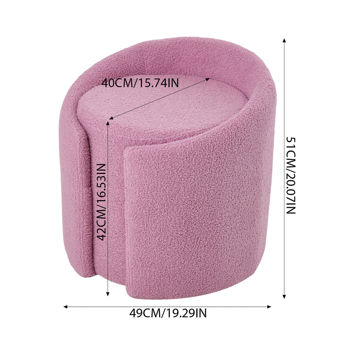 Teddy Fleece Round Purple Tub Vanity Stool