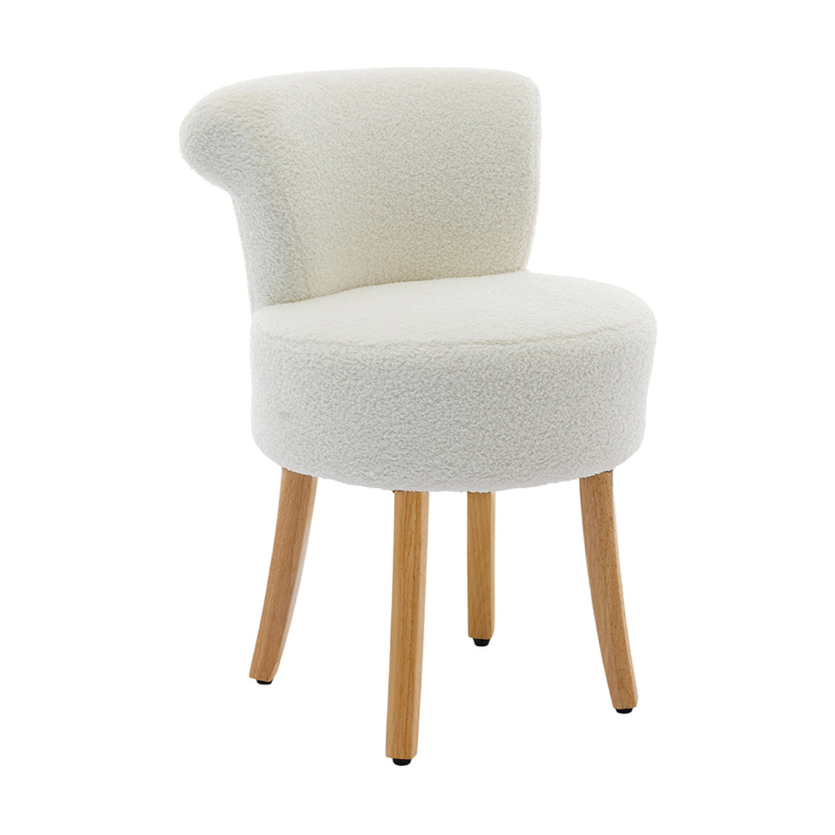 White Teddy Fleece Vanity Stool