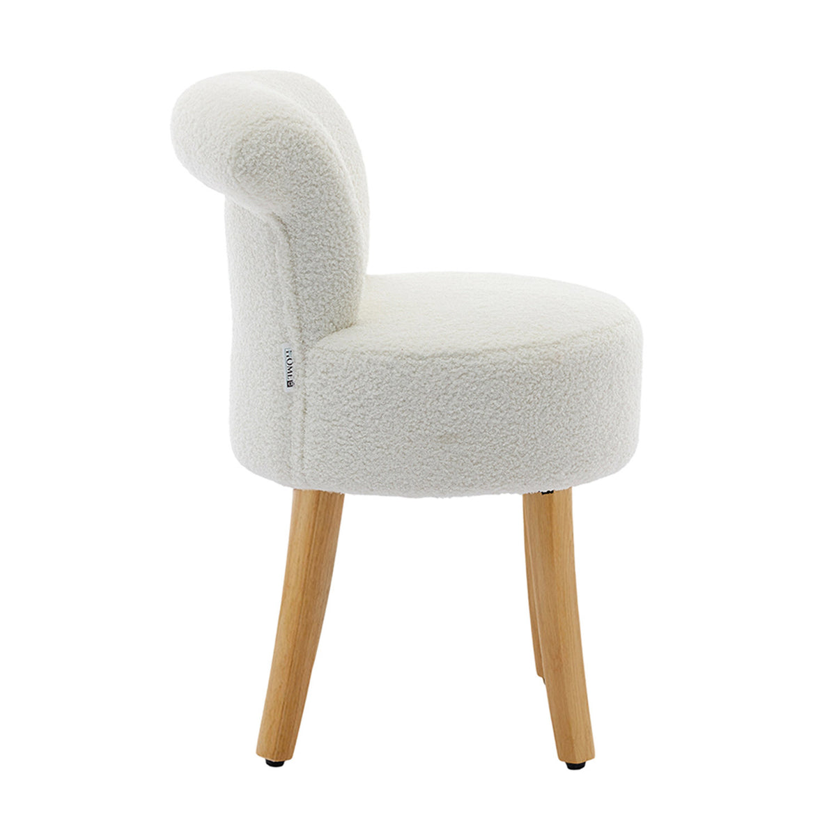 White Teddy Fleece Vanity Stool