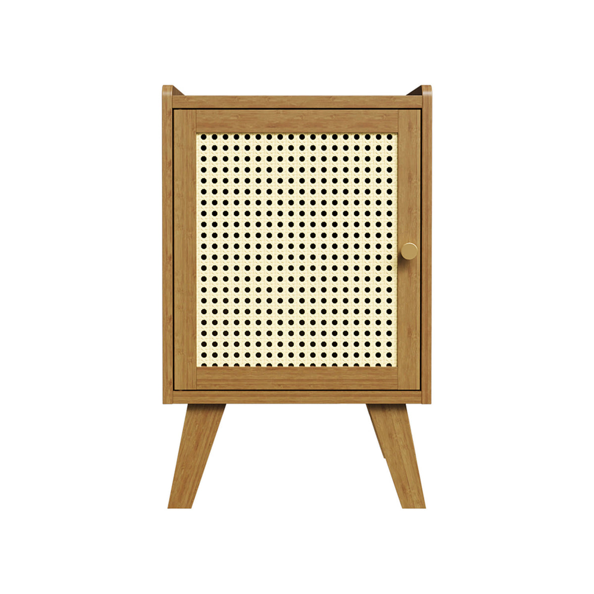 Tawny & Cream Bedside Table with Rattan Door