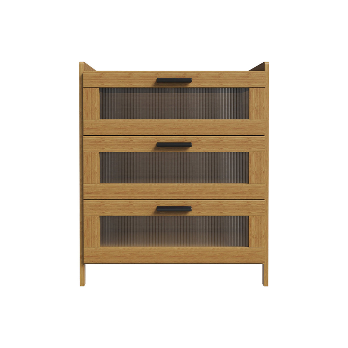 Tawny Bedside Table with 3 Ribbed Panel Drawers