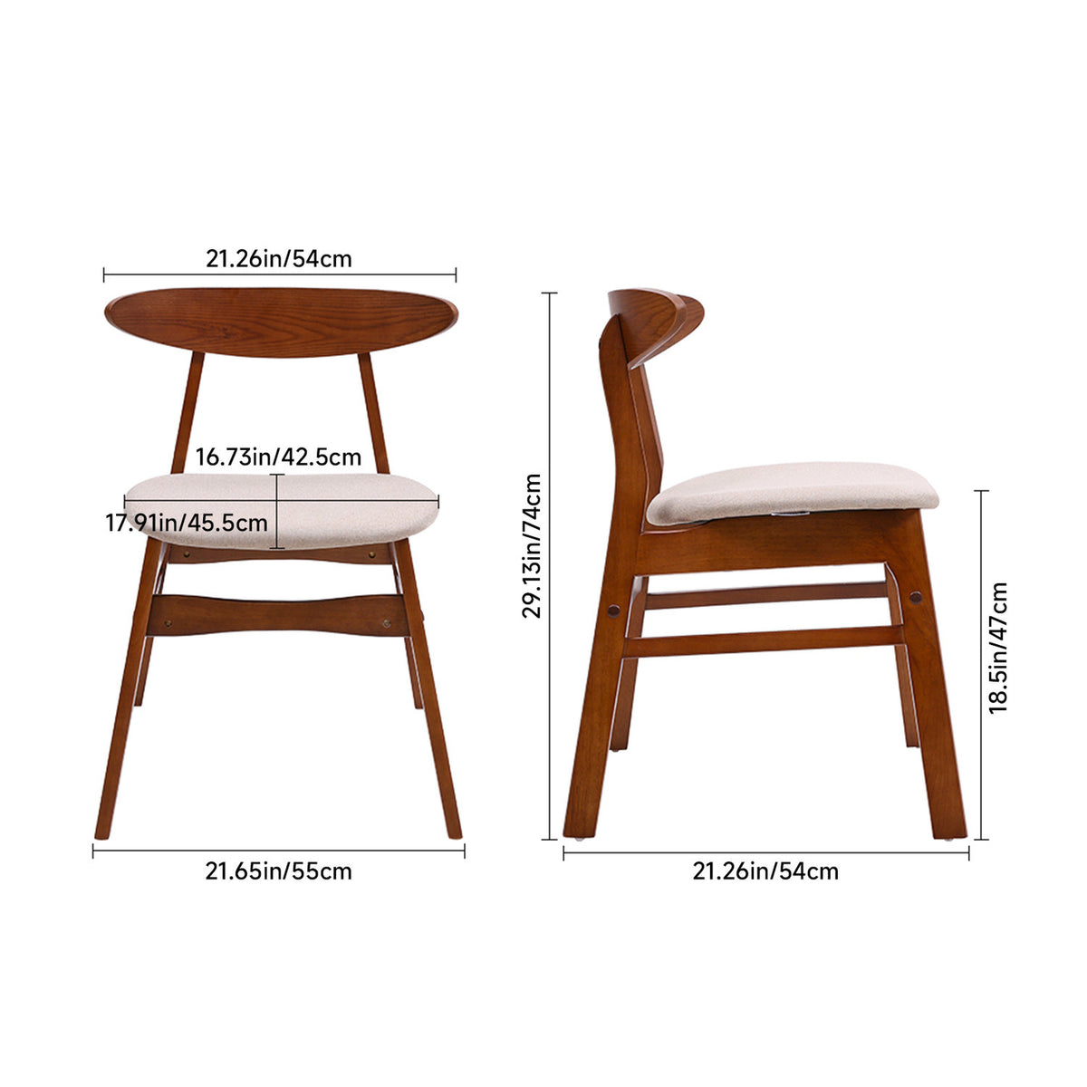 Beige Linen Dining Chairs Set of 2