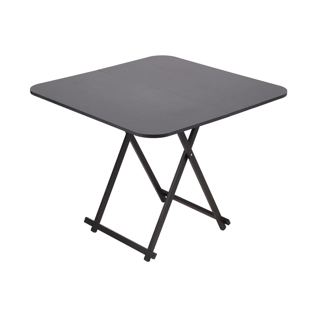 Foldable Dining Table Black with X Frame Legs