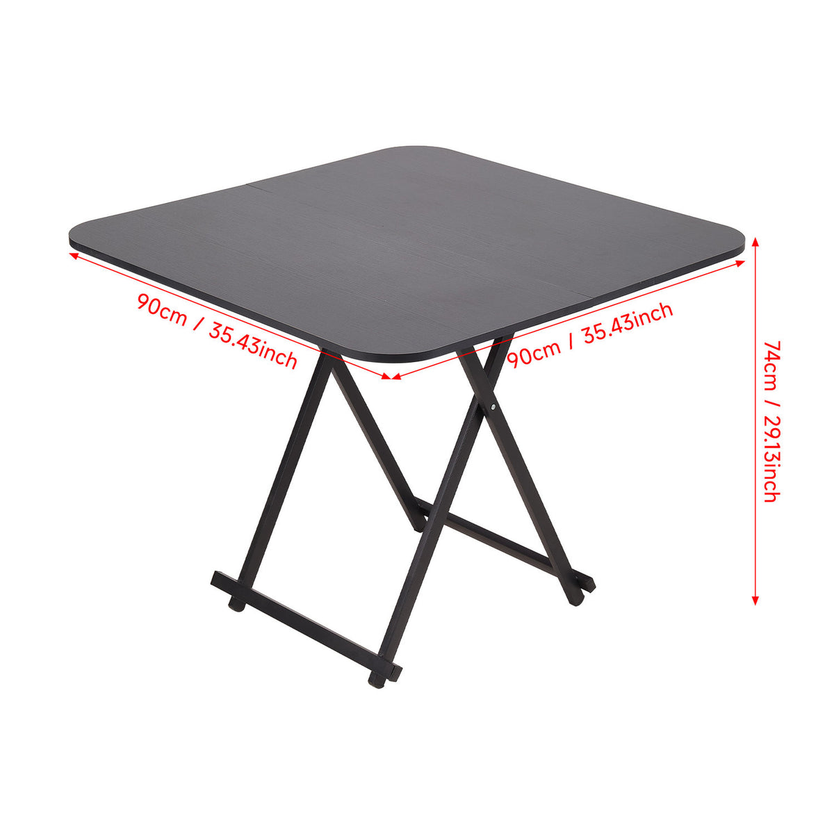 Foldable Dining Table Black with X Frame Legs
